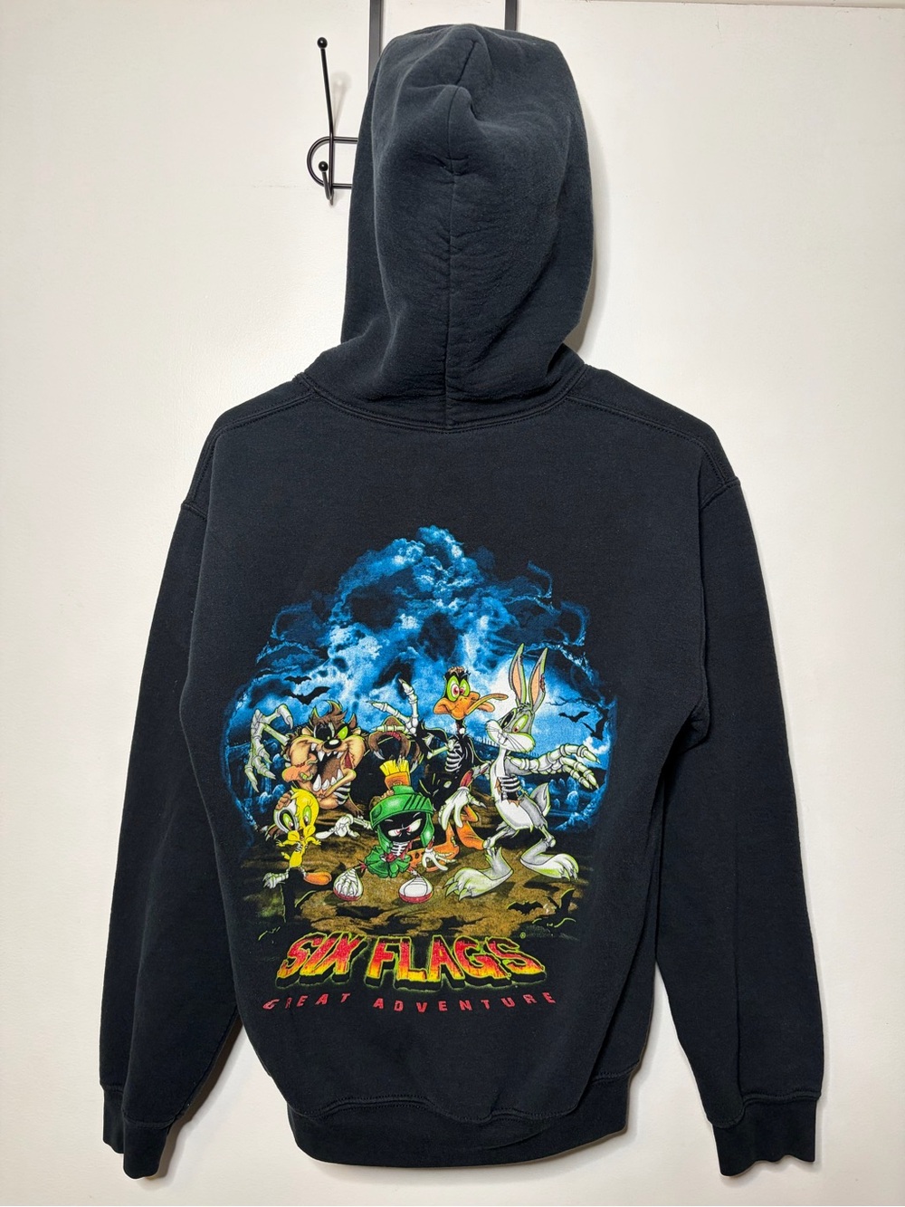 Kids Black Graphic Hoodie with Looney Tunes - Six Flags Great Adventure Hoodie